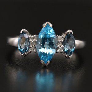 Topaz and Diamond Sterling Silver Ring